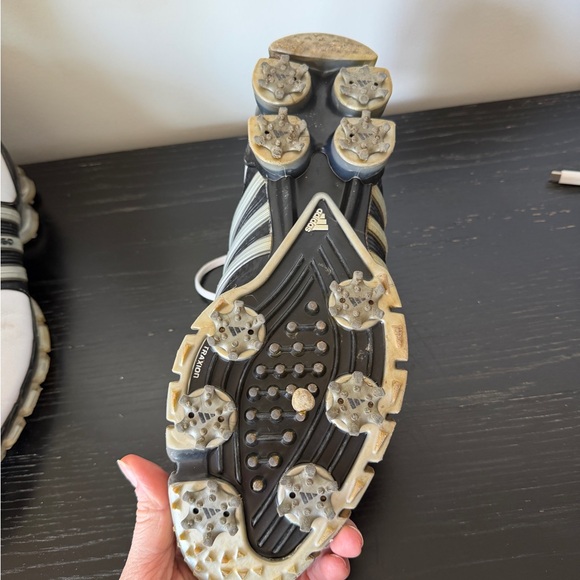 Adidas White and Black Leather Athletic Tour 360 Golf Shoes - Picture 4 of 5